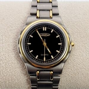 Aureole SW‑350M Titanium Titan Two‑Tone Gold Quartz Watch – Vintage Japan